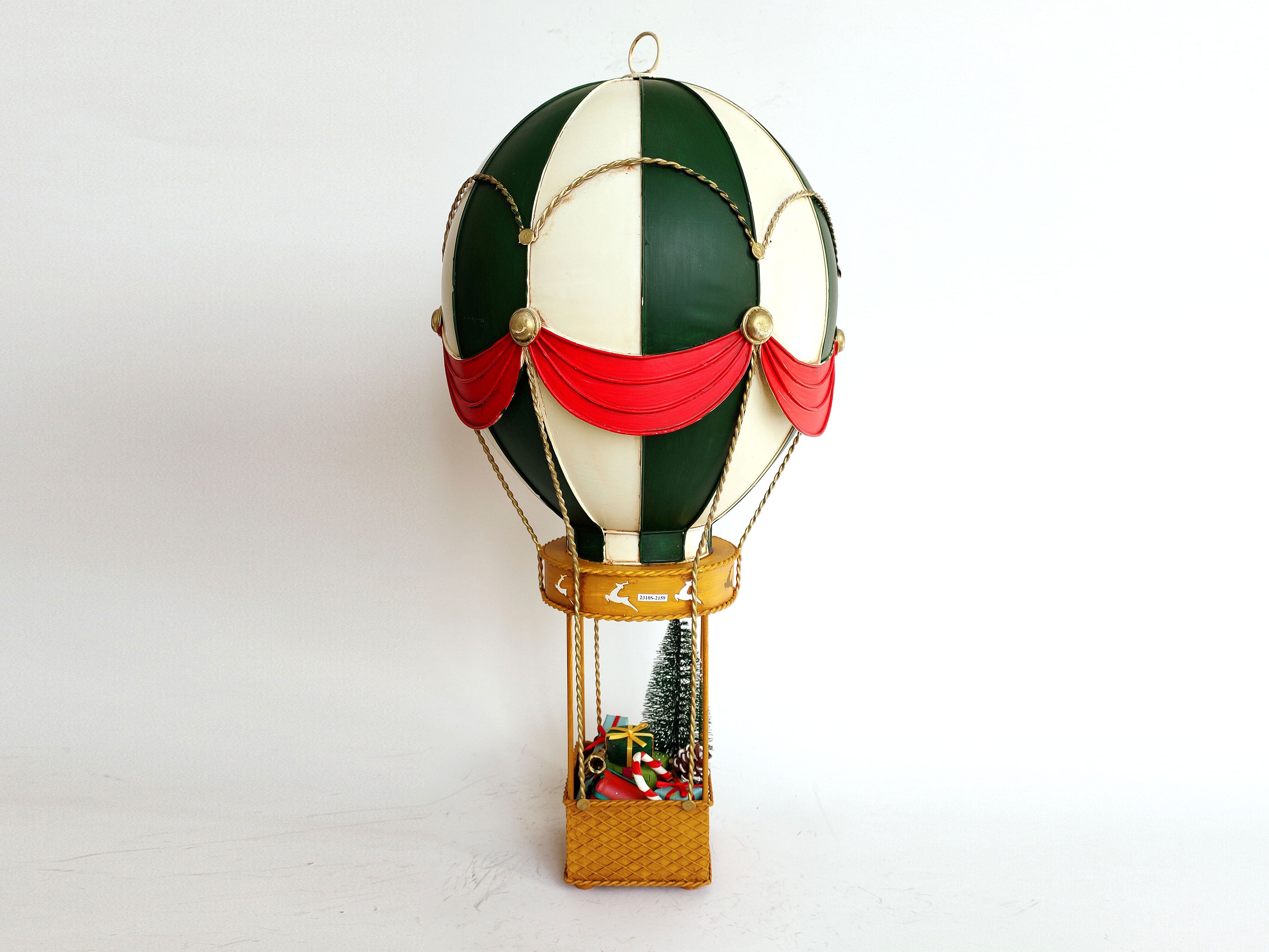 Green Vintage Metal Hot Air Balloon for Christmas Decoration